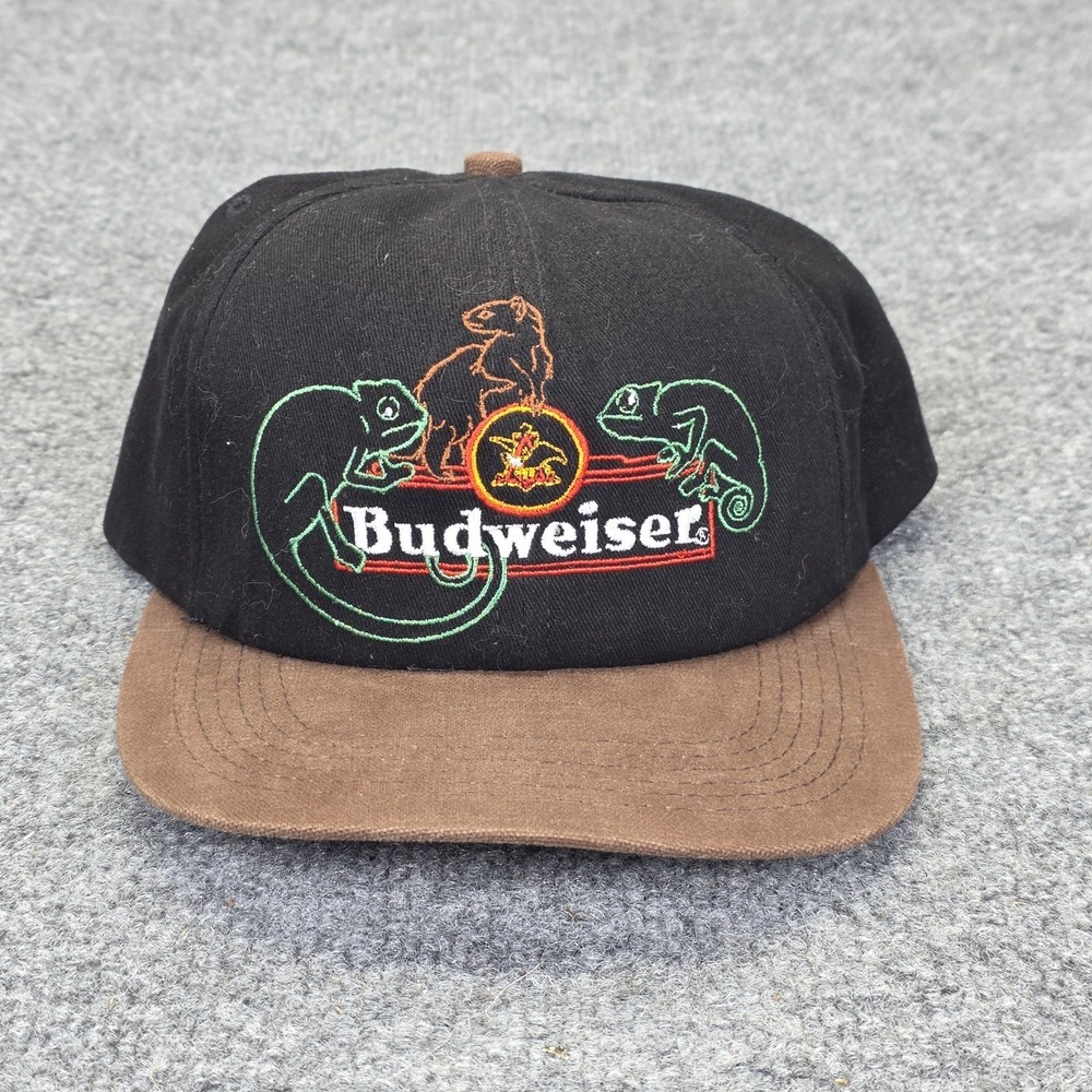 Vintage Budweiser Hat w/ Chameleon & Ferret 1995 Anheuser-Busch Snapback Cap
